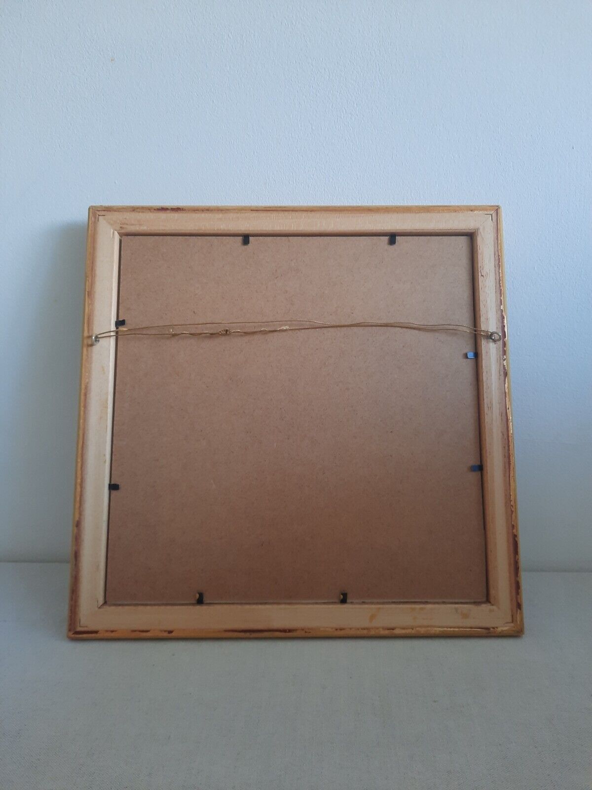 Retro picture Frame Wallpaper gift framed Yellow 60s 70s Vtg Floral Decor Wall!