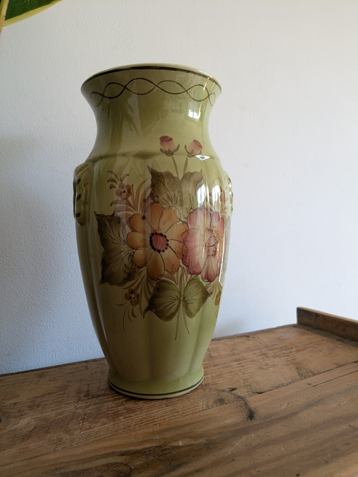 Large Floral Pottery Vase Portugal Simons Bros Ltd Decorative Prop Florist vgc
