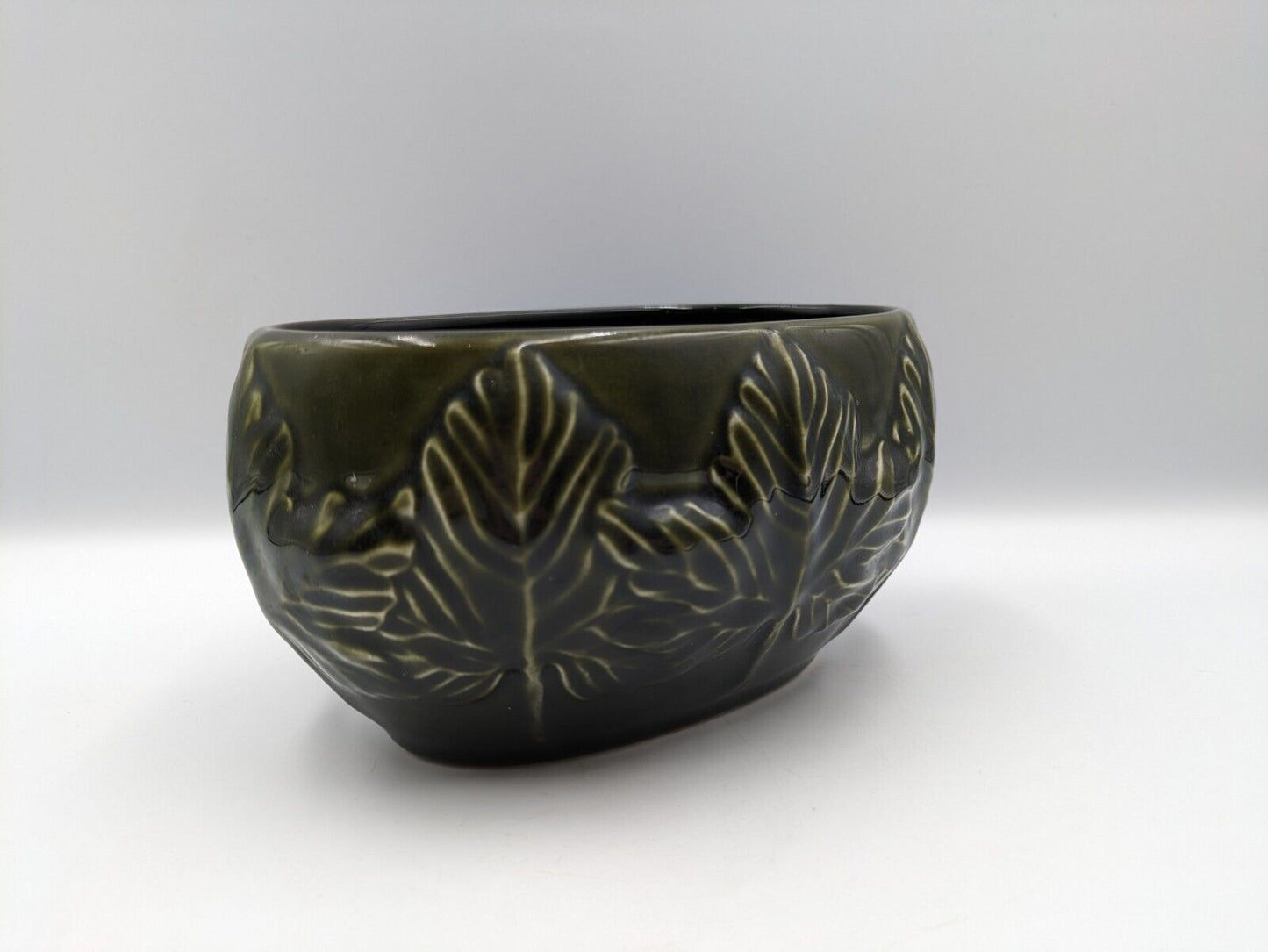 Sylvac 4205 Autumn Leaves Vase, retro, vintage, sycamore Maple Oval Deco Green
