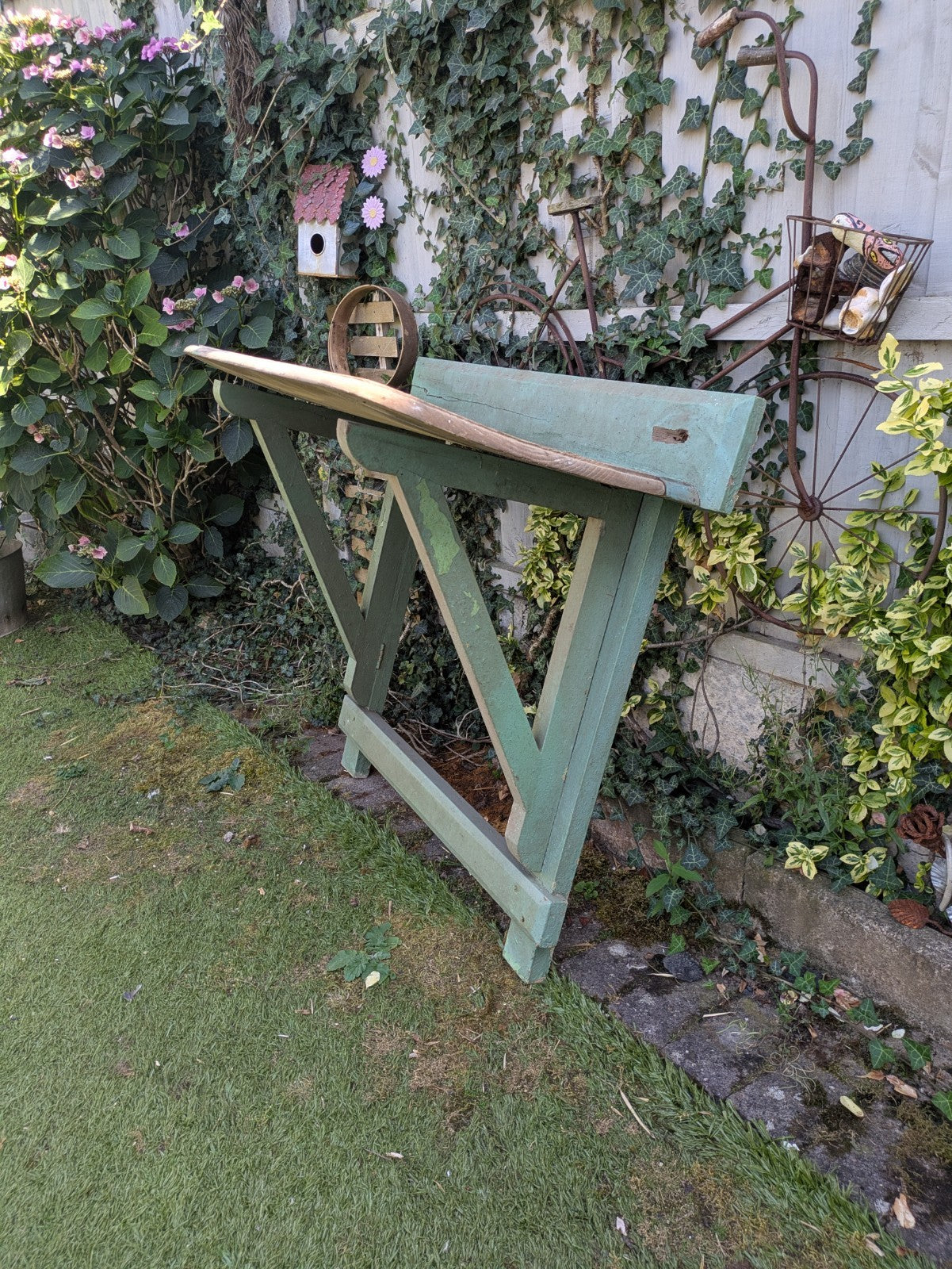 Vintage Antique Folding Table Pine Rustic Drop Down Wall Mounted Primitive Old 