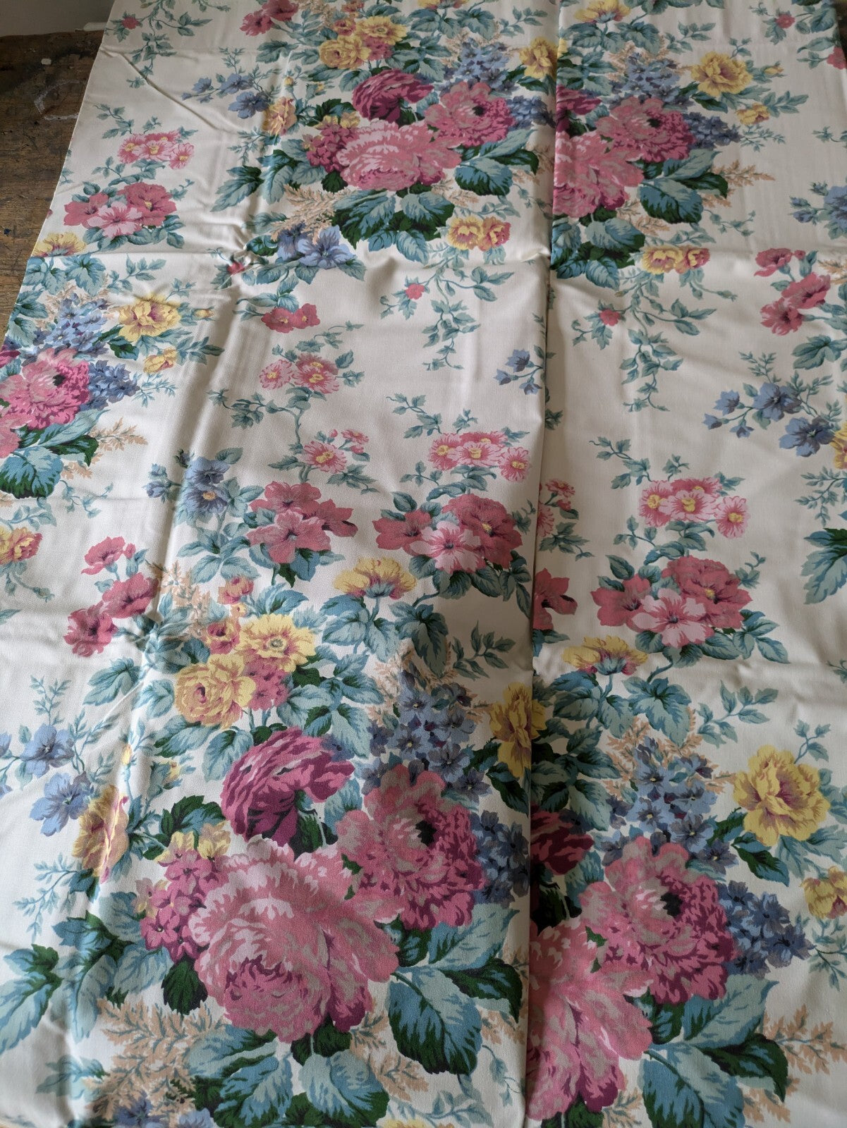 Pair Of Dreams 'n' Drapes Curtains New Each 90" W x 72" D Cabbage Rose Floral