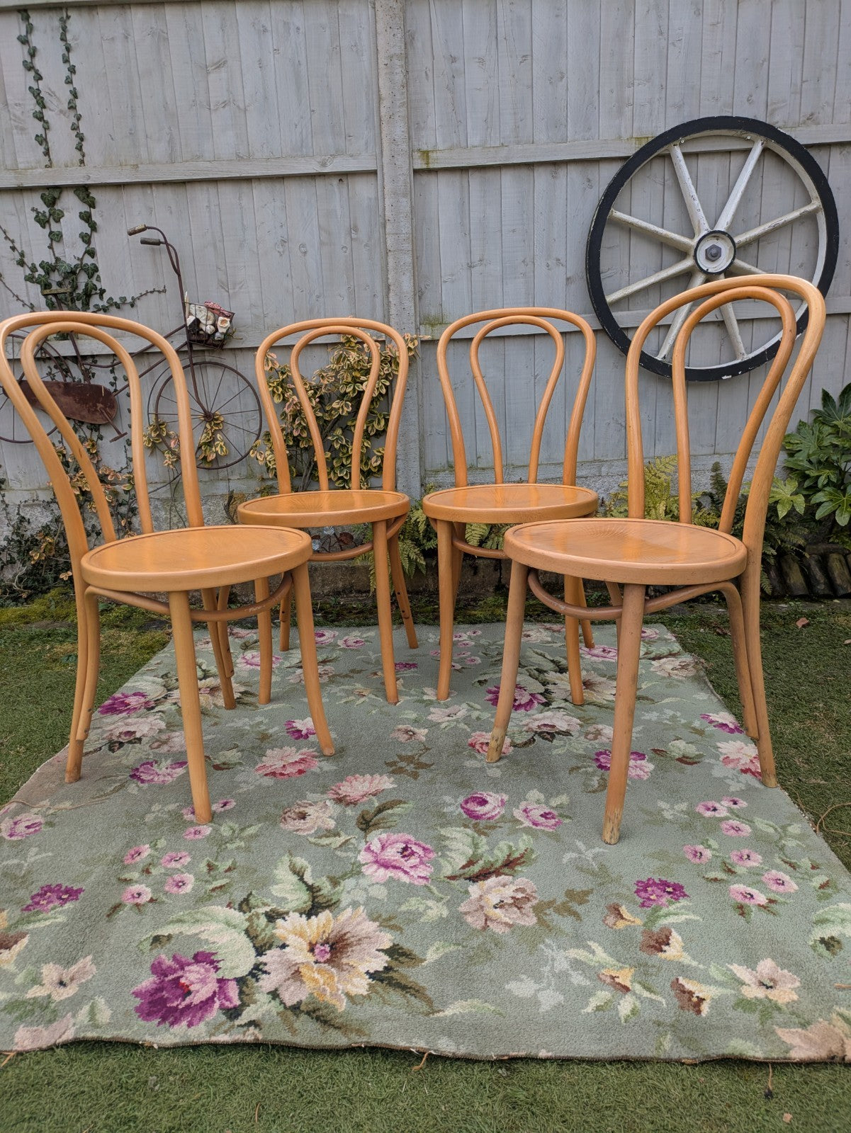 Set of 4 Vintage Fameg Radomsko Bentwood Chairs 1970s Polish Design Beech Wood