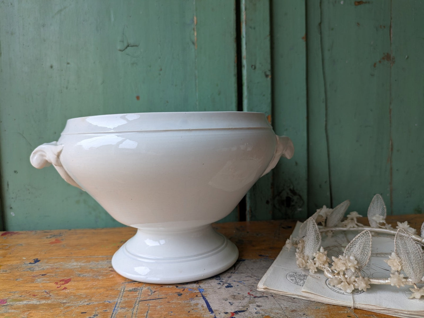 Antique French Faience Soup Tureen/ Soupiere Digoin & Sarreguemines Circa 1930