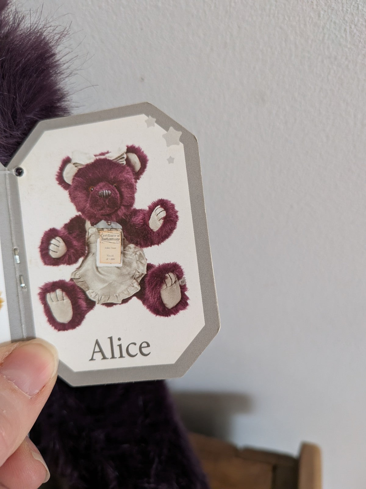 Alice Bear Limited Edition Silver Tag Bears By Suki Vgc Purple Large Collectors