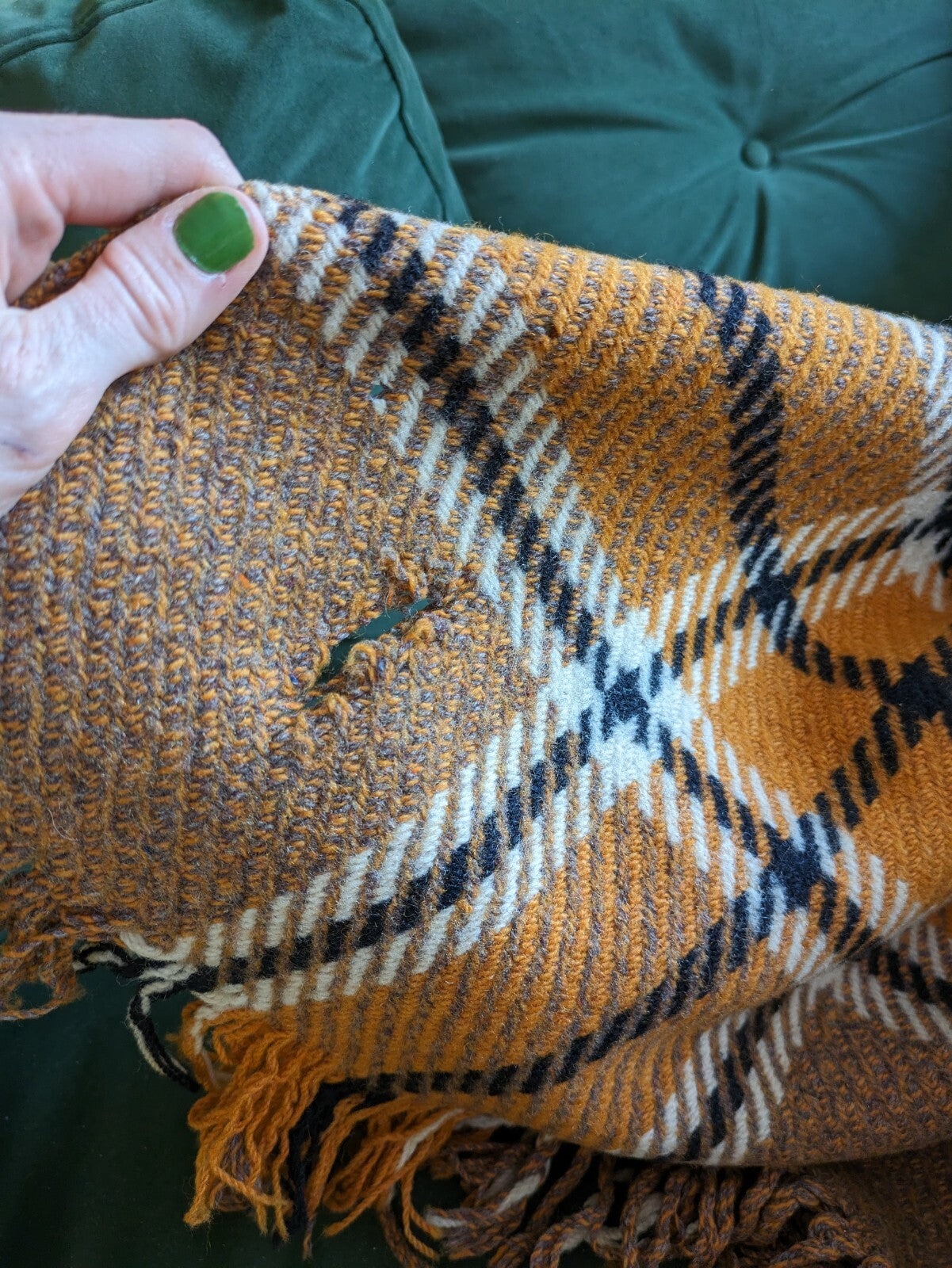 Orange Tartan Wool Sofa Throw Bed Blanket CHEQUERED CHECK RUG PICNIC Patterned