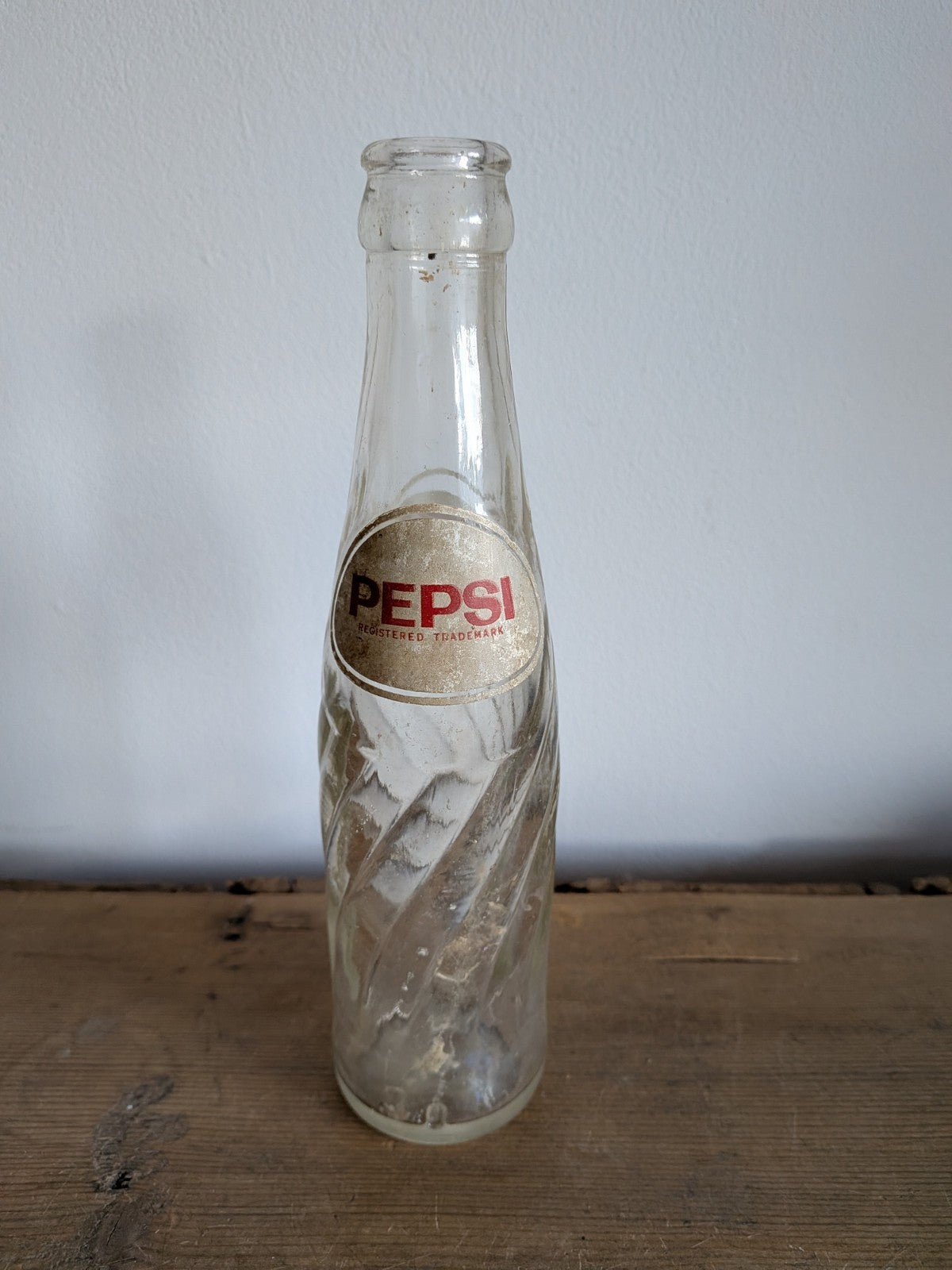 Vintage Pepsi Cola Bottle Script Glass Embossed Bottle 1940's Prop Advertising