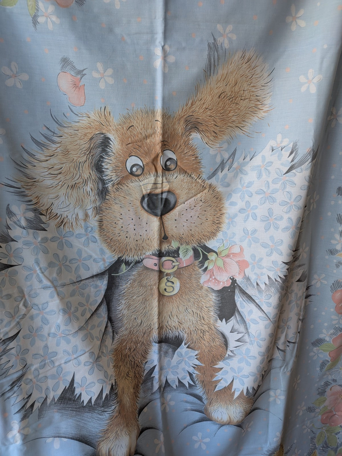Snatch Dog Duvet Cover Pillowcase Vintage 90s Sue Hall Fabric Set Sheet Blue