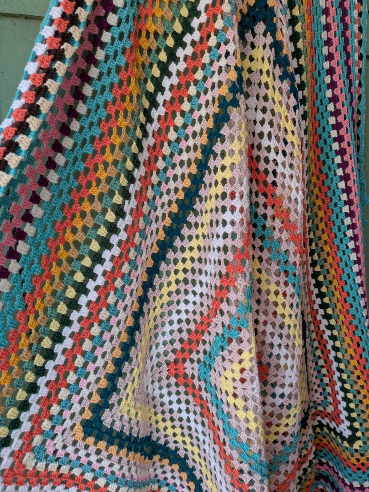 Handmade Granny Crochet Blanket Square Campervan Sofa Throw Picnic VW Pride Vtg 