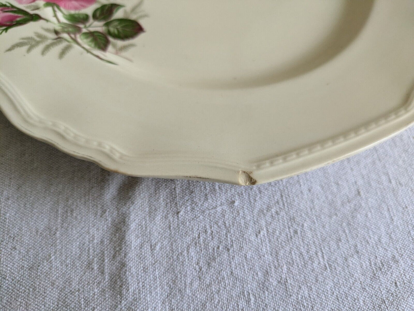 6x VINTAGE ALFRED MEAKIN SANDRINGHAM CABBAGE ROSE DINNER PLATE UP CREAM SHABBY 