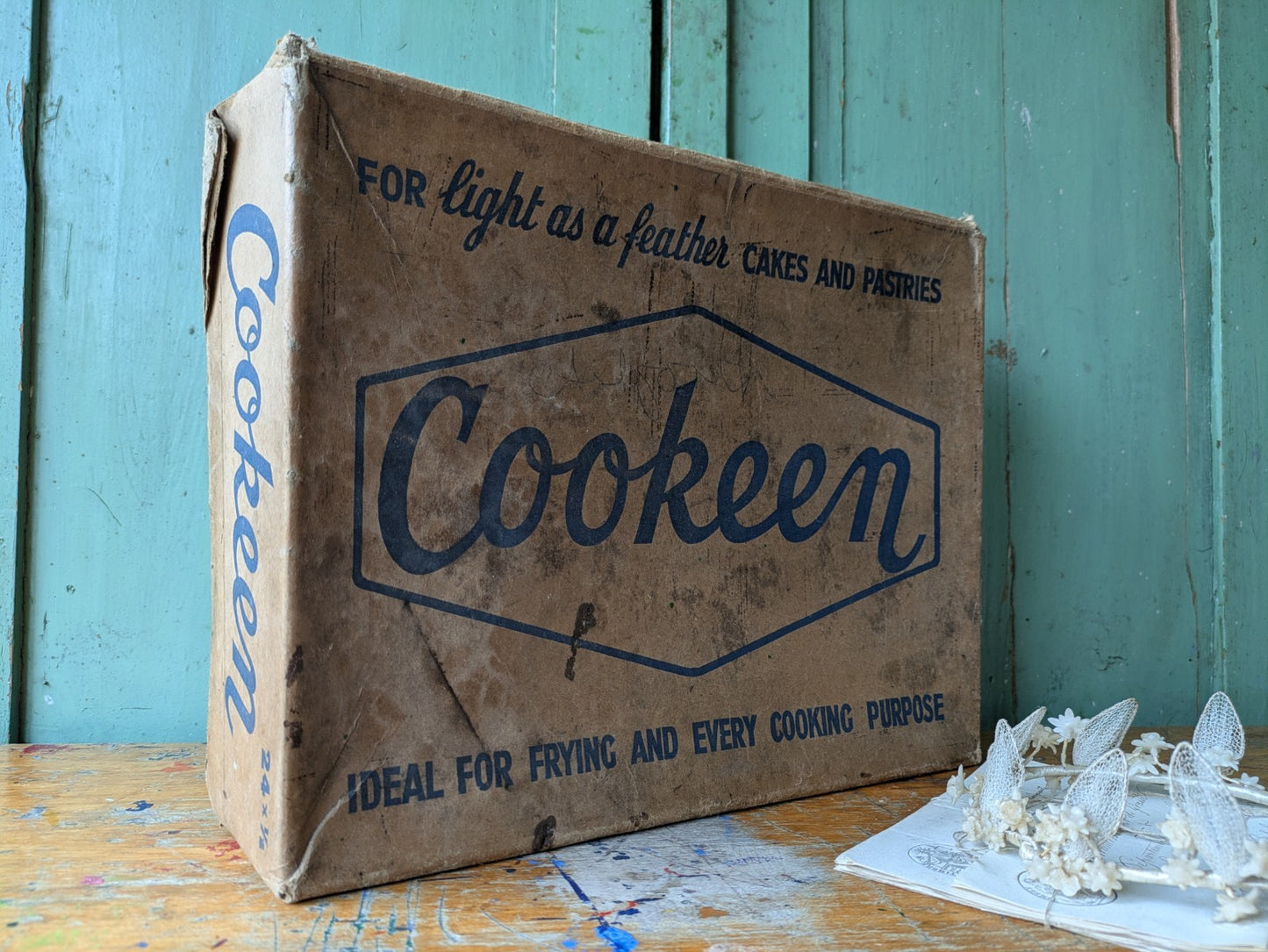 Cookeen Box Vintage Packaging Kitchenalia Food Advertising Cakes Pastries Prop
