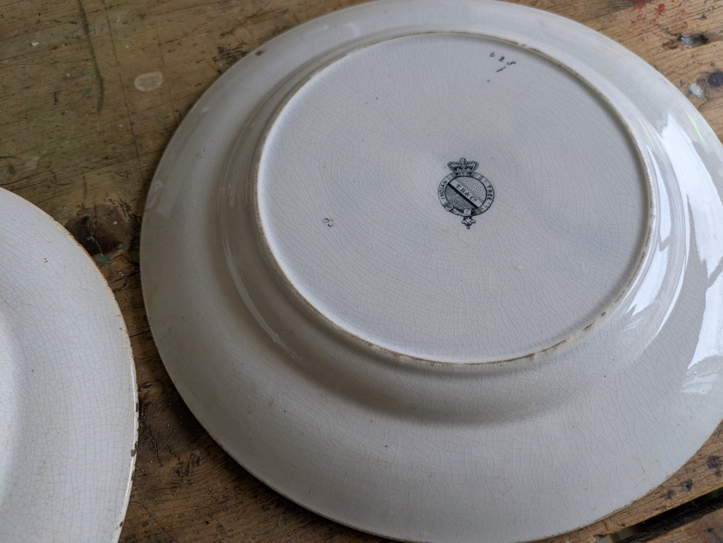 4 1860's Thomas Booth & Co Indian Tree Plates & 1x Wedgwood Plate Antique VTG 