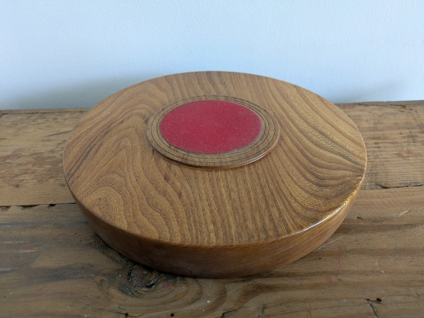 Vintage Mid Century Retro Solid Wood bowl Fruit Serving Round Prop Vgc Platter