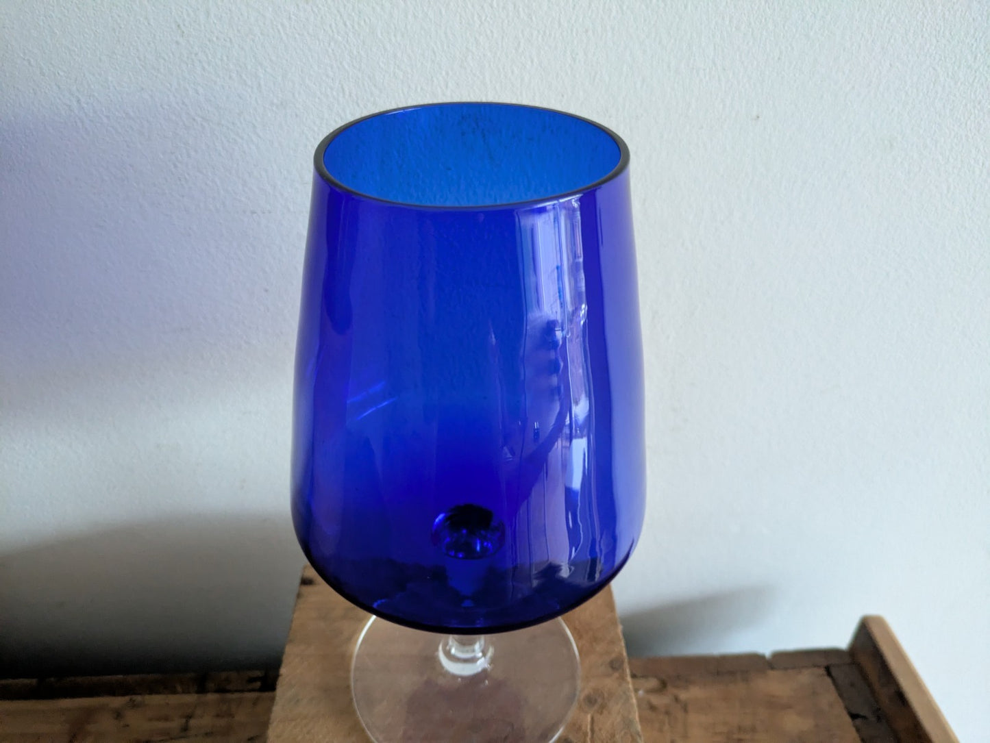 Bohemia Vintage Extra Large Blue Cobalt Brandy Glass Retro Mid Century Prop Vgc