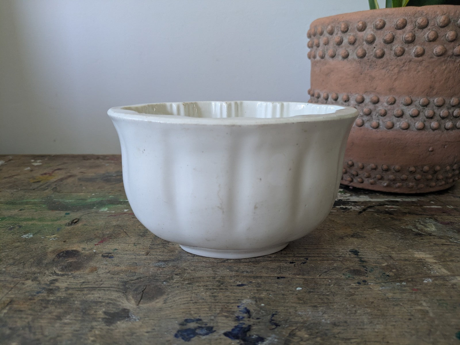 Antique Copeland Ceramic Jelly Mould Oval Design White Vgc Kitchen Prop Decor
