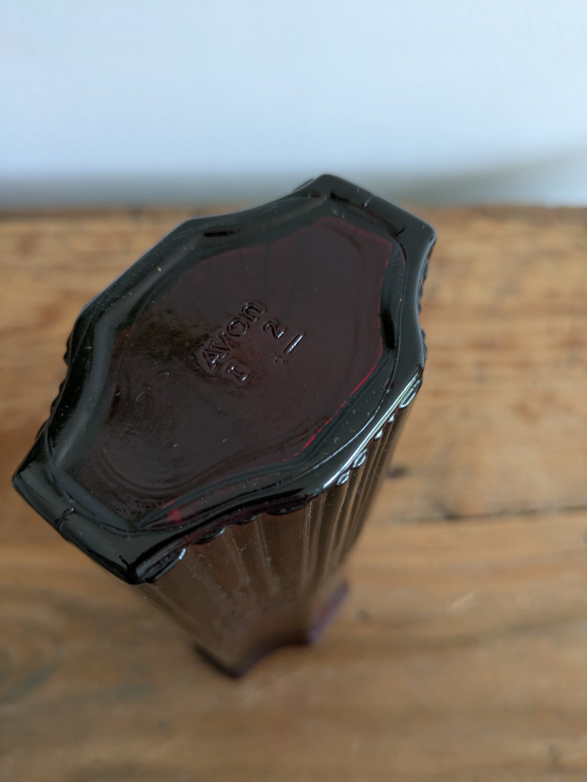 Vintage Avon Glass Vase Ruby Red Cranberry 16.5cm Posy Stem 1970s Art Deco Style
