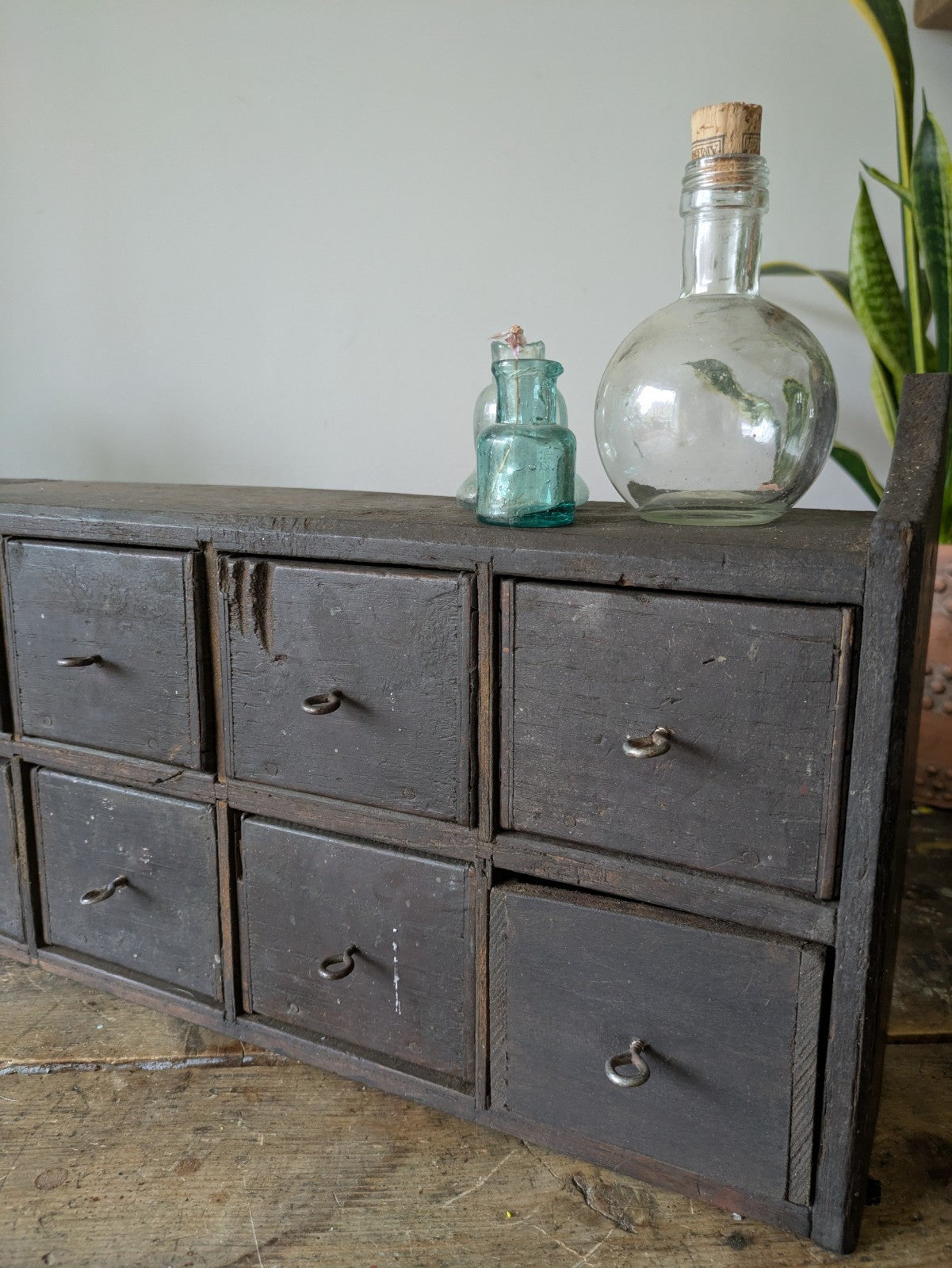 Antique Vtg Apothecary Drawers Scratch Built Garage Workshop Engineers Pigeon 