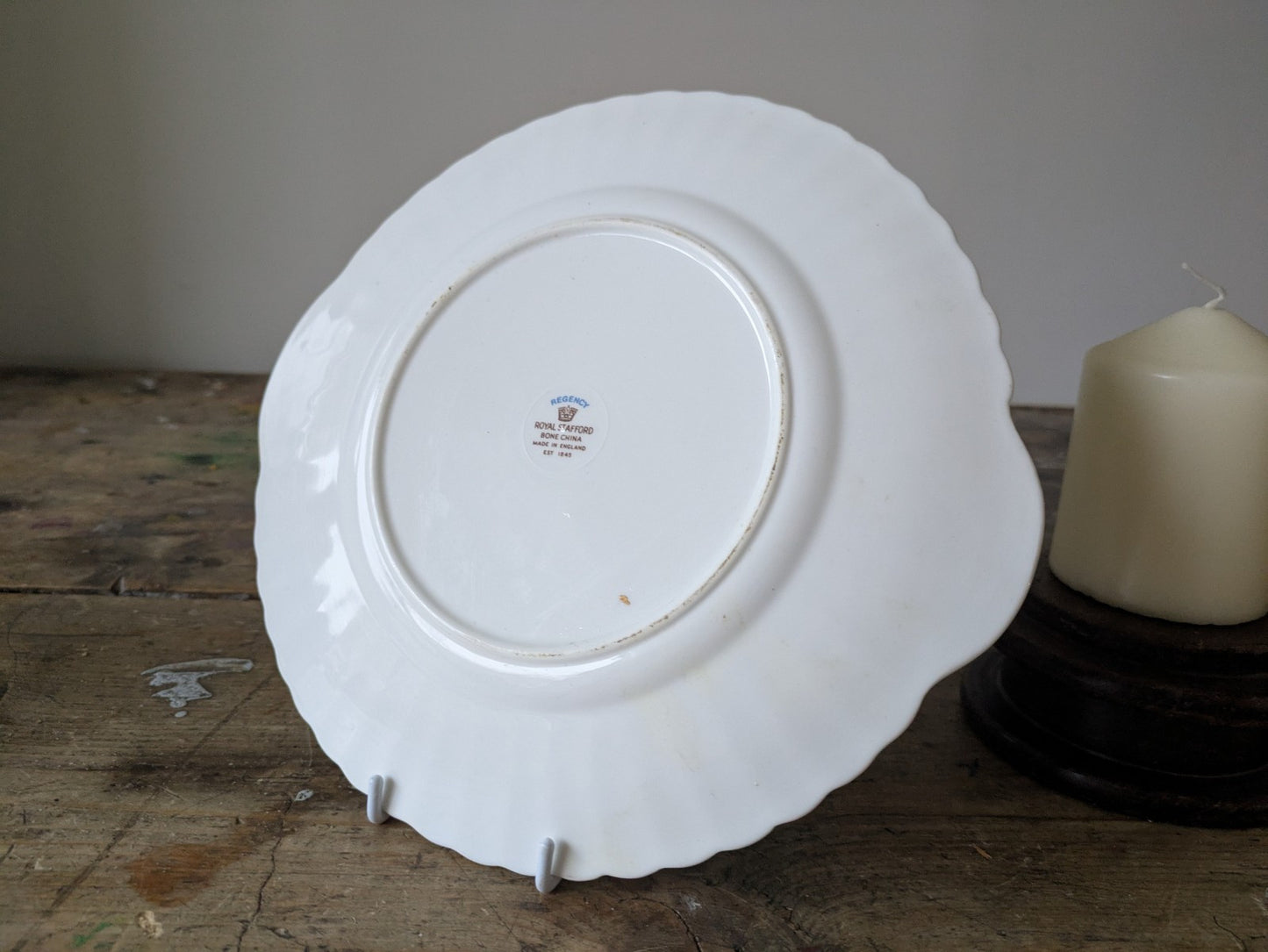 Vintage Royal Stafford UK Regency fine bone china cake plate Vgc Props Serving 