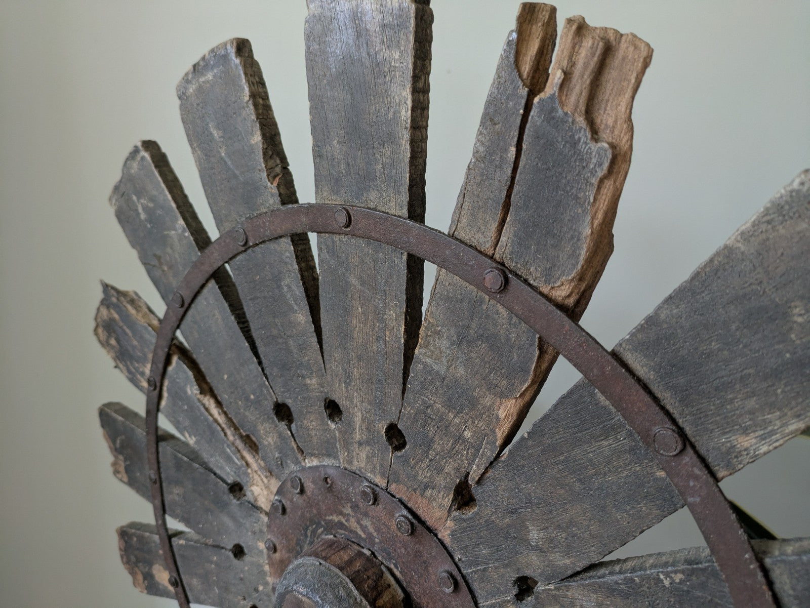 Vintage Rustic Antique Indian Silk Spinning Charkha Wheel Sculpture on Stand Vgc