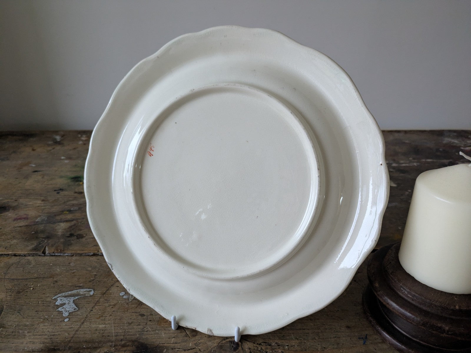 Antique Victorian Ironstone Bread Platter Bird Of Paradise Floral Cake Plate Old