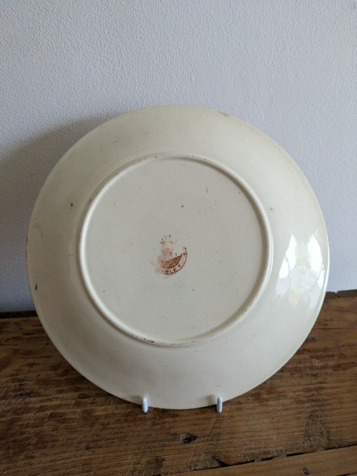 Antique Victorian earthenware serving collector plate Gilt Floral Rose Pink Blue