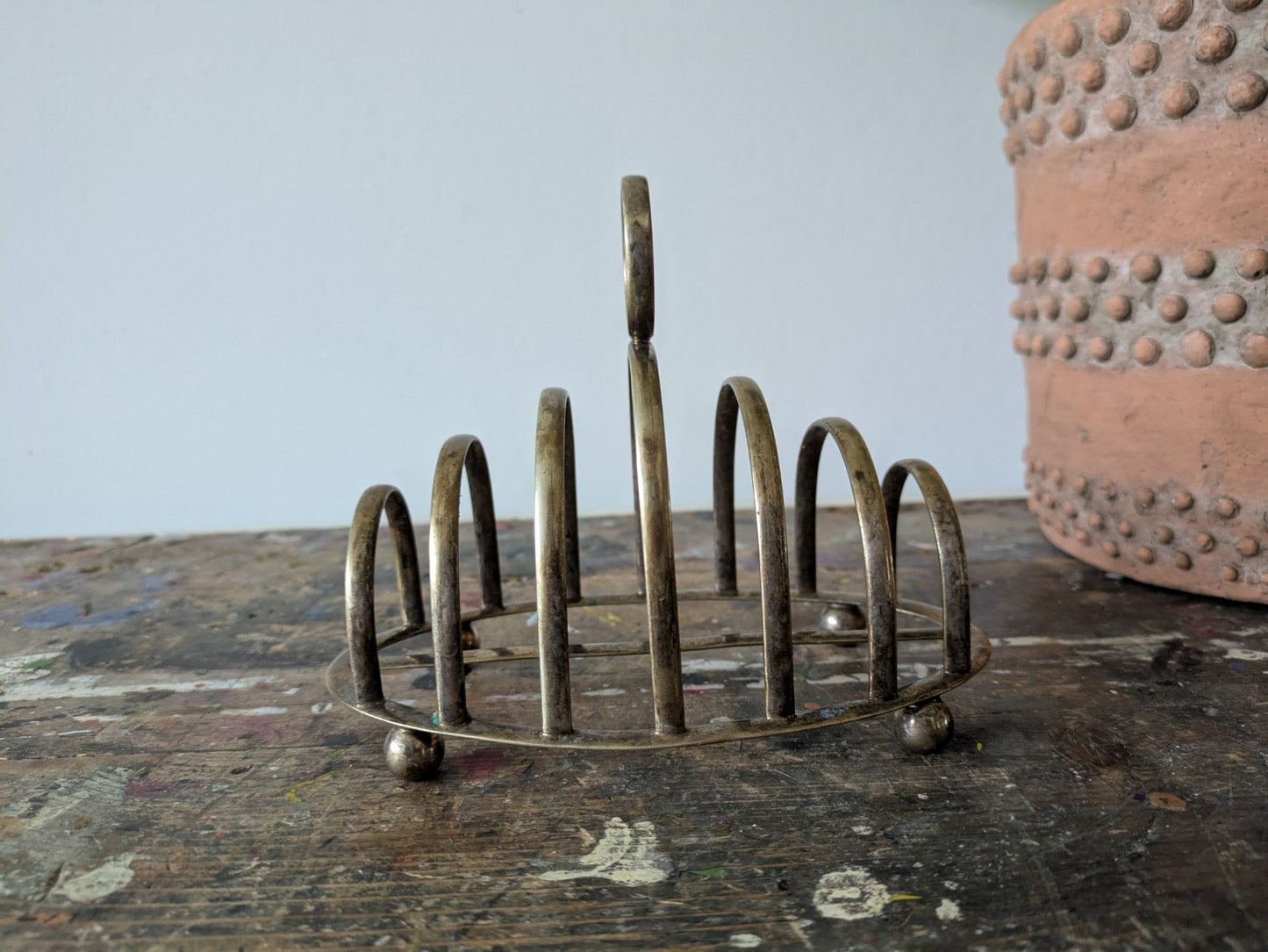 Antique Silver Plated 6 Slice Toast Rack William Adams England 1900's Kitchen 