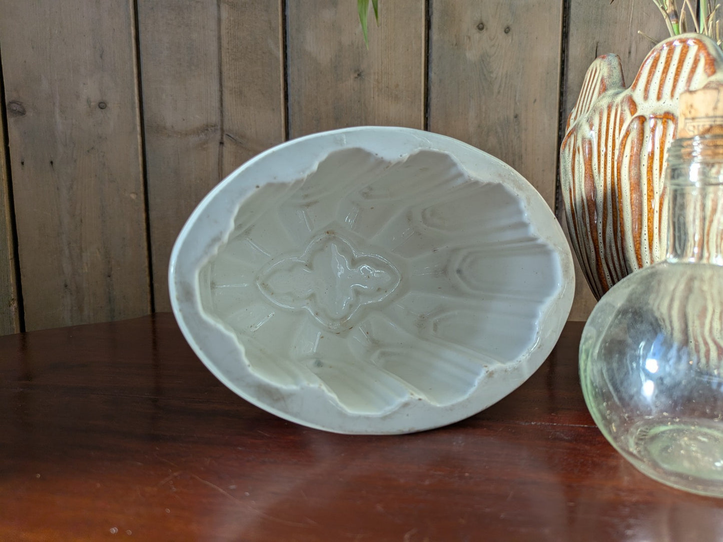 Antique Vintage Copeland White Ironstone Fluted Jelly Mould Pattern Ware Old Vgc