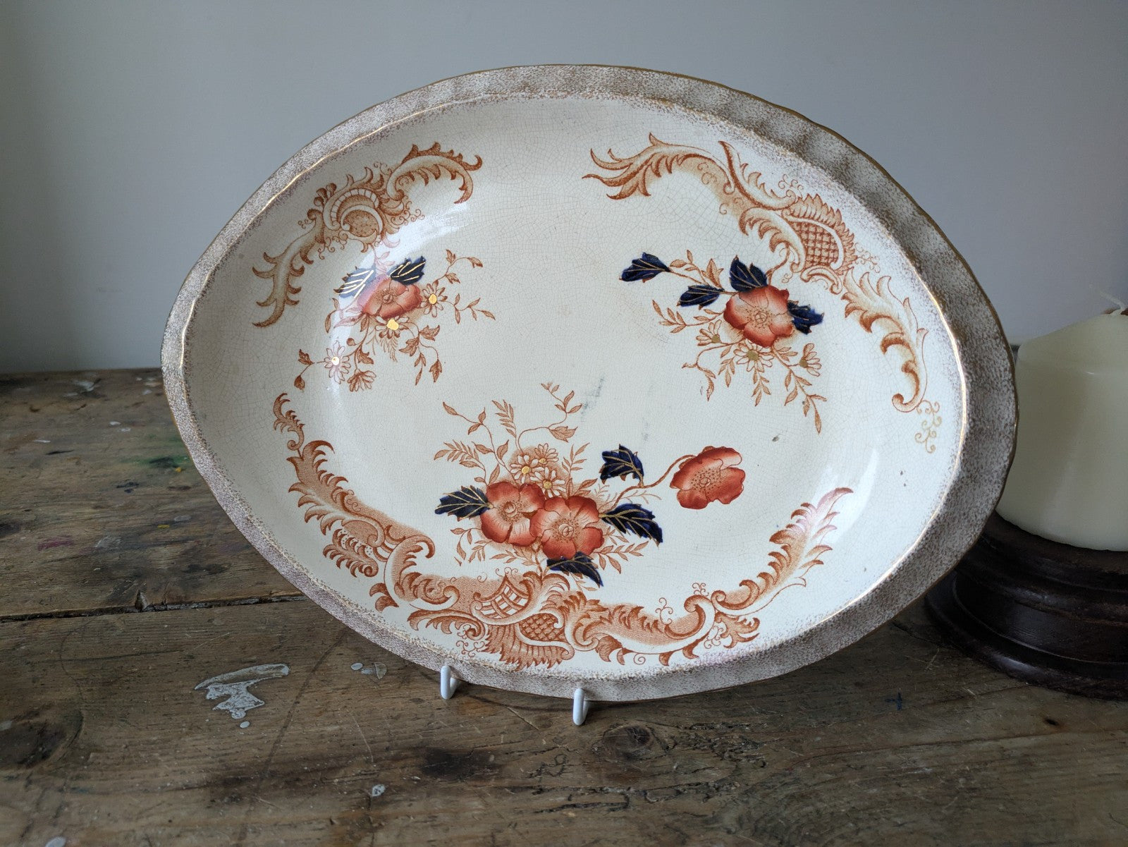 19th century 1800s antique plate Platter by G T Mountford, Stoke Seville pattern