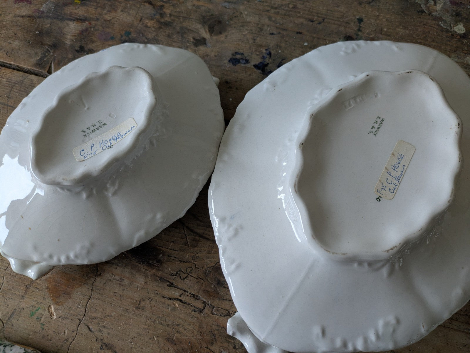 2x Rare Antique S.Hancock & Sons, Warwick Tureen, Lid, Green Floral Serving Prop