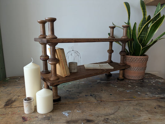Antique Indian Reclaimed Vintage Folk Art Bobbin Spool Shelf Shelves Handmade