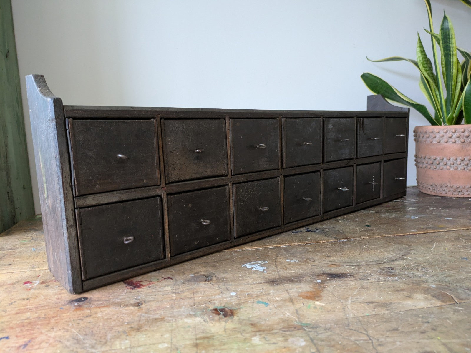 Antique Vtg Apothecary Drawers Scratch Built Garage Workshop Engineers Pigeon 