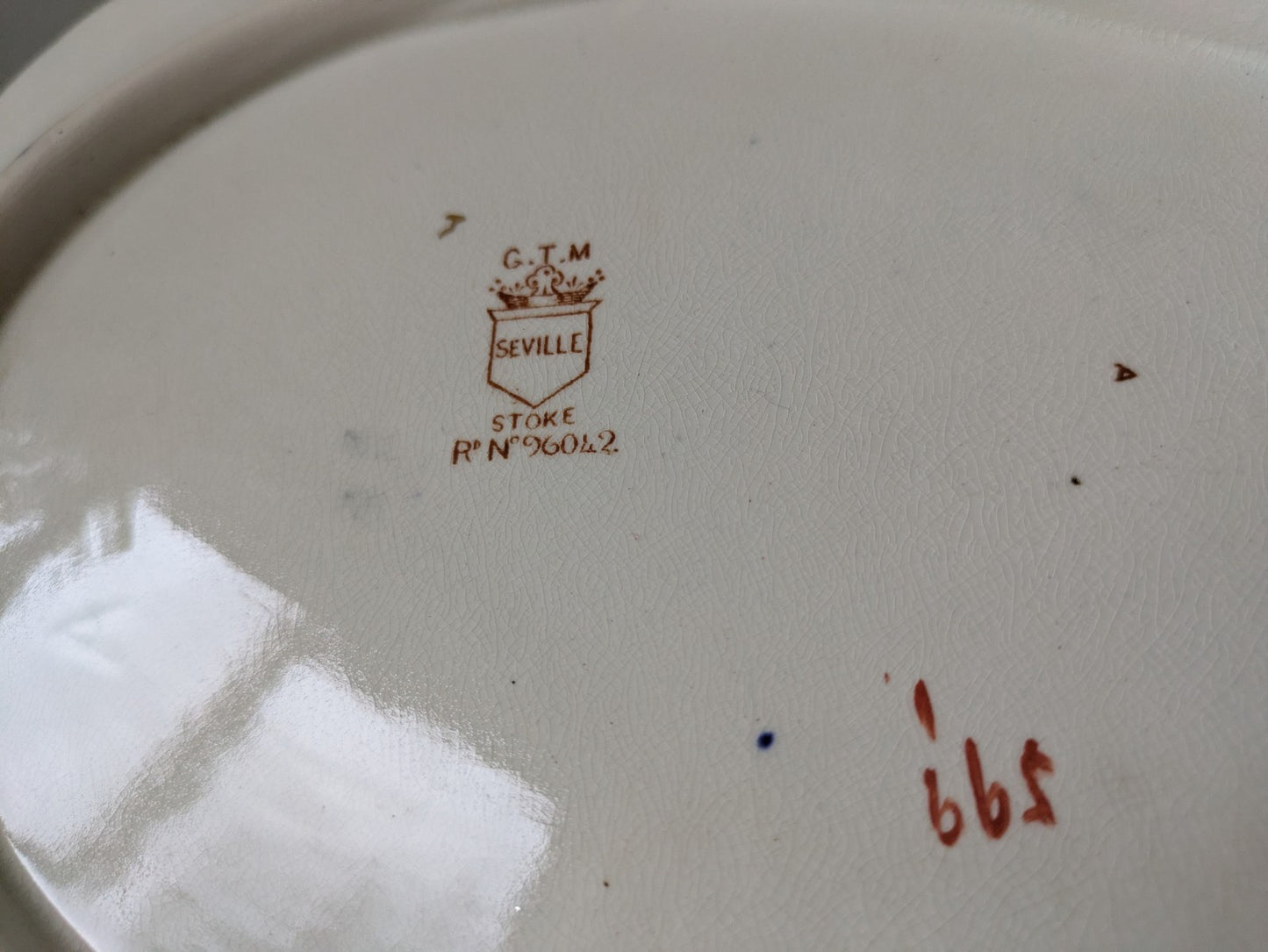 19th century 1800s antique plate Platter by G T Mountford, Stoke Seville pattern