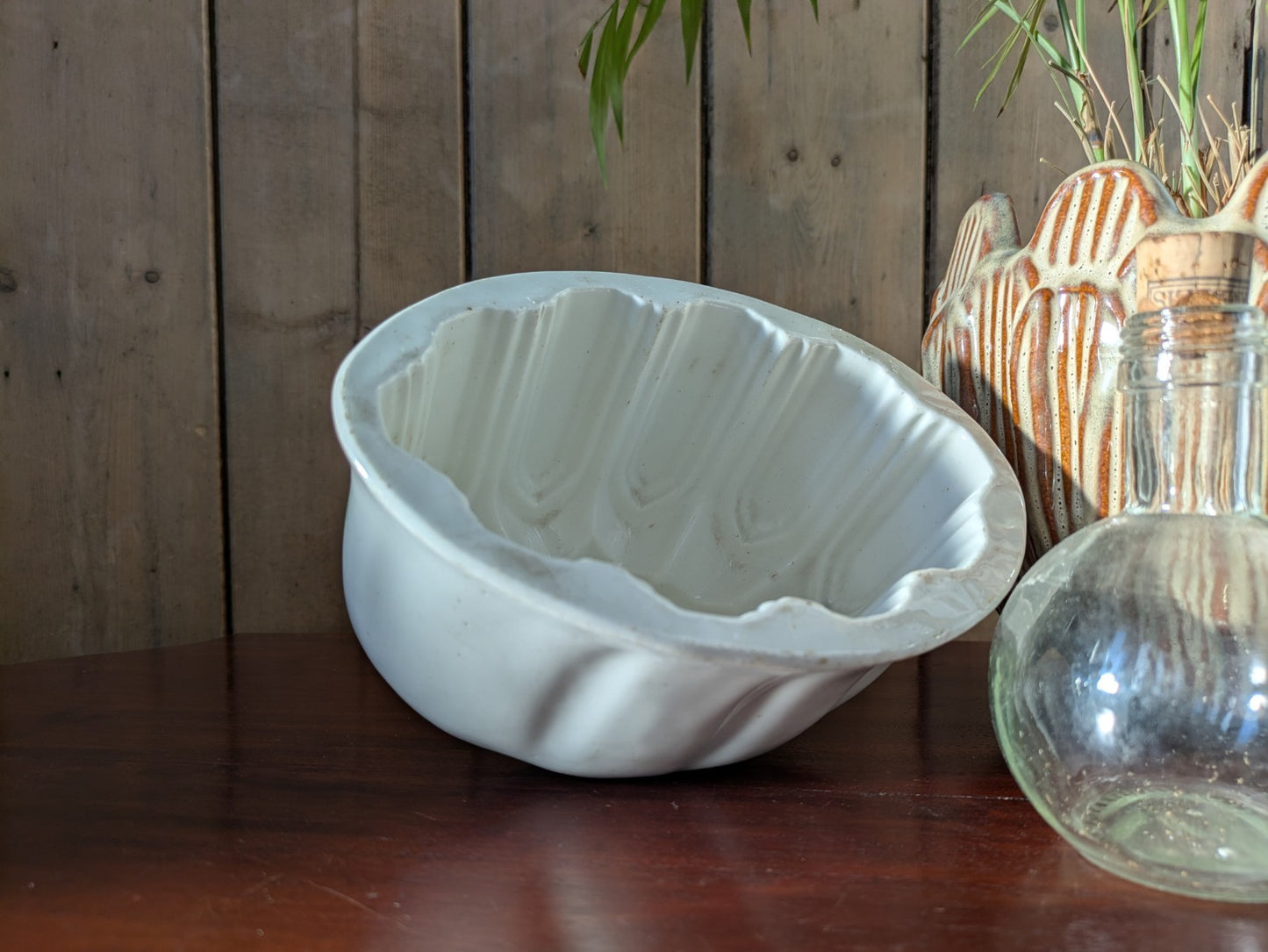Antique Vintage Copeland White Ironstone Fluted Jelly Mould Pattern Ware Old Vgc