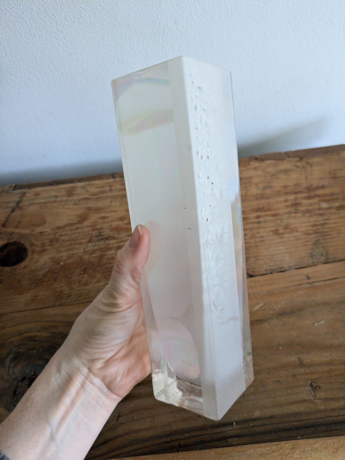 VTG Vase bud W E Porter 89 iridescent contemporary Rectangular White Floral Sign