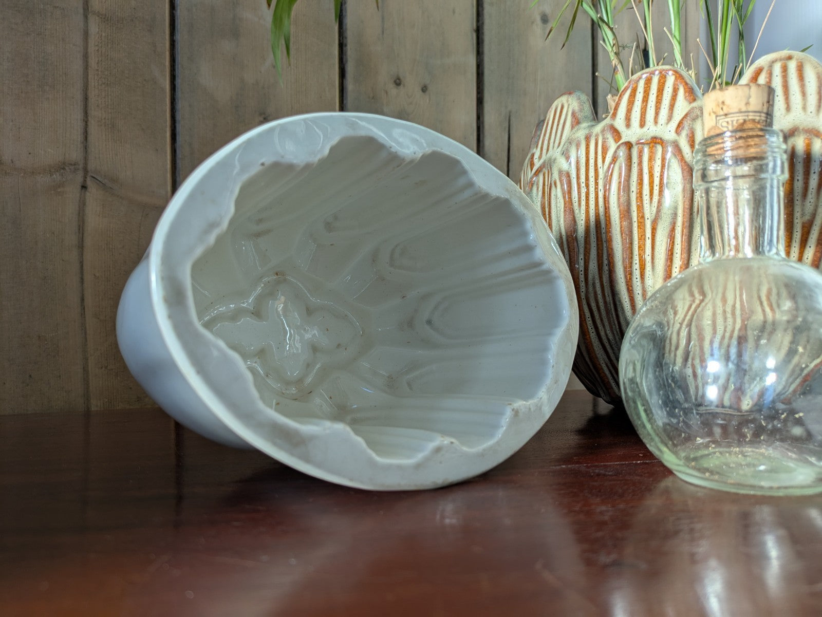 Antique Vintage Copeland White Ironstone Fluted Jelly Mould Pattern Ware Old Vgc