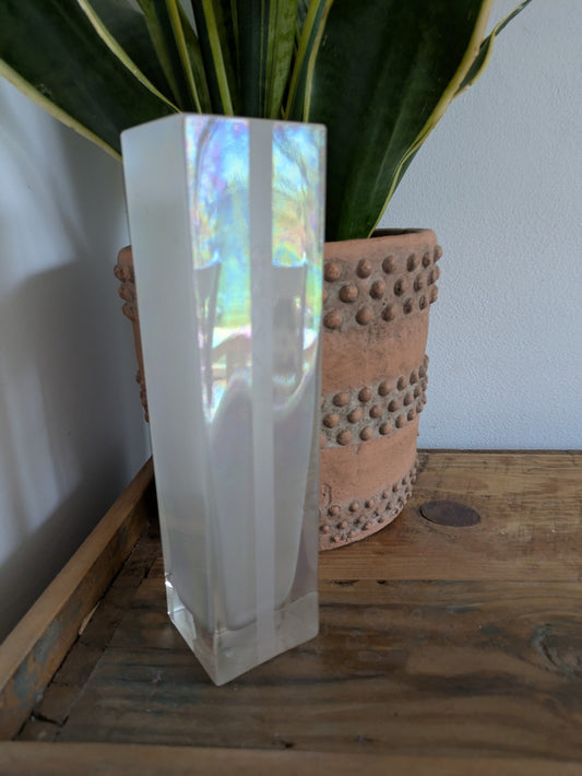 VTG Vase bud W E Porter 89 iridescent contemporary Rectangular White Floral Sign