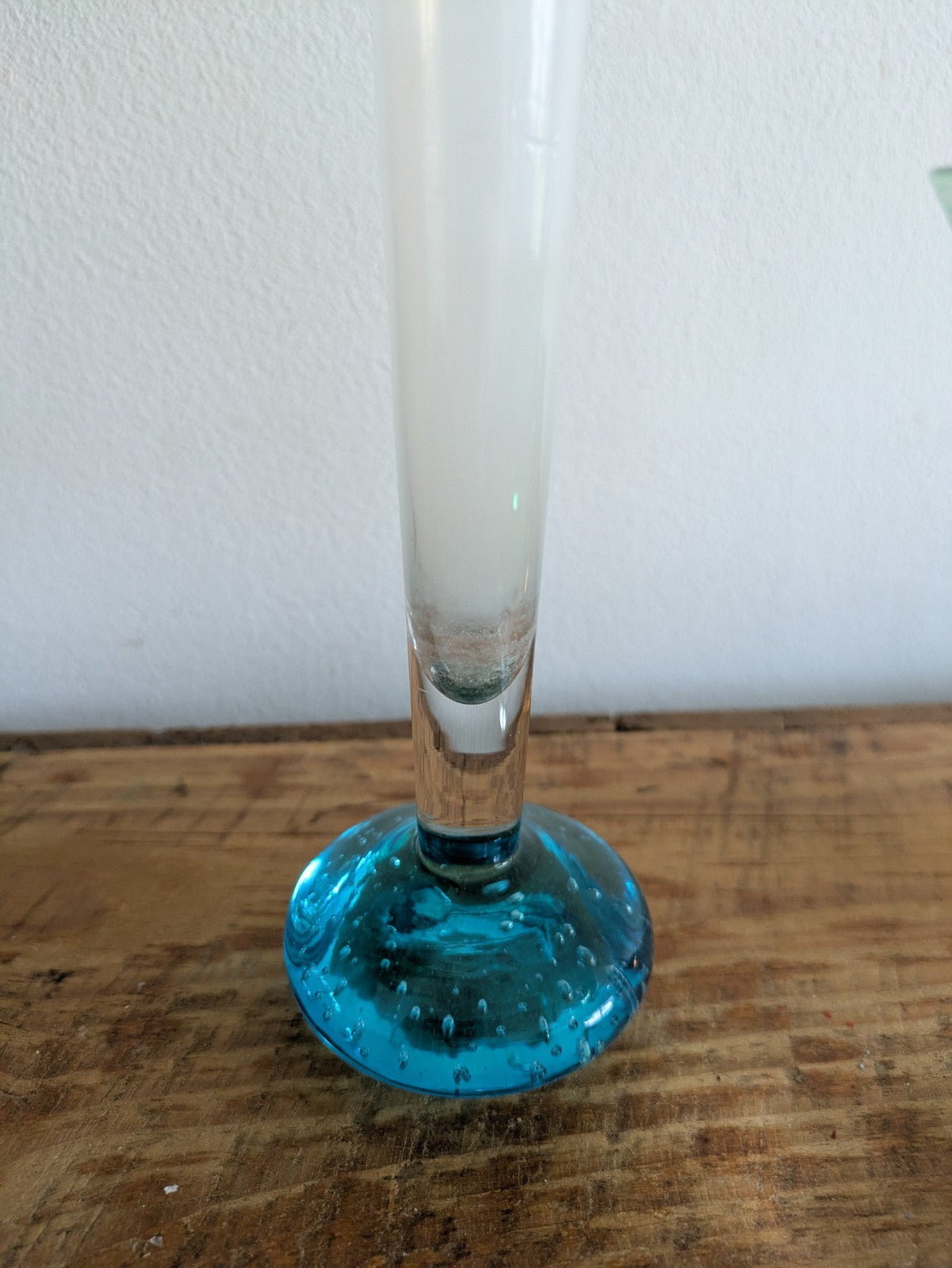 3x Bubble Base Bullicante Martini Glasses Green Orange Blue Retro VTG Bud Vase