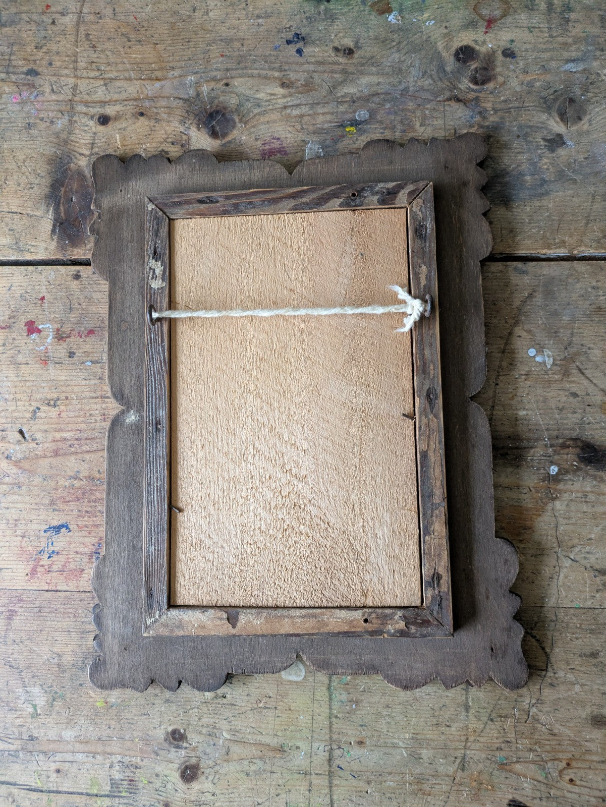 Victorian Picture Photo Frame Scroll Dark Wood Antique Prop Glass Original Rare