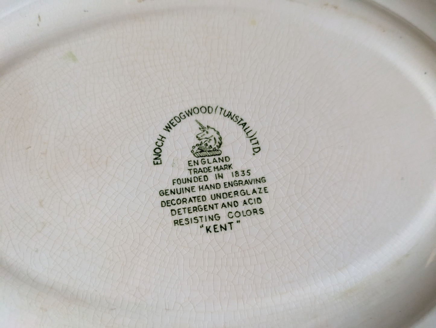 Enoch Wedgwood Tunstall ltd Kent Under plate Oval Platter Vintage Hand Engraved