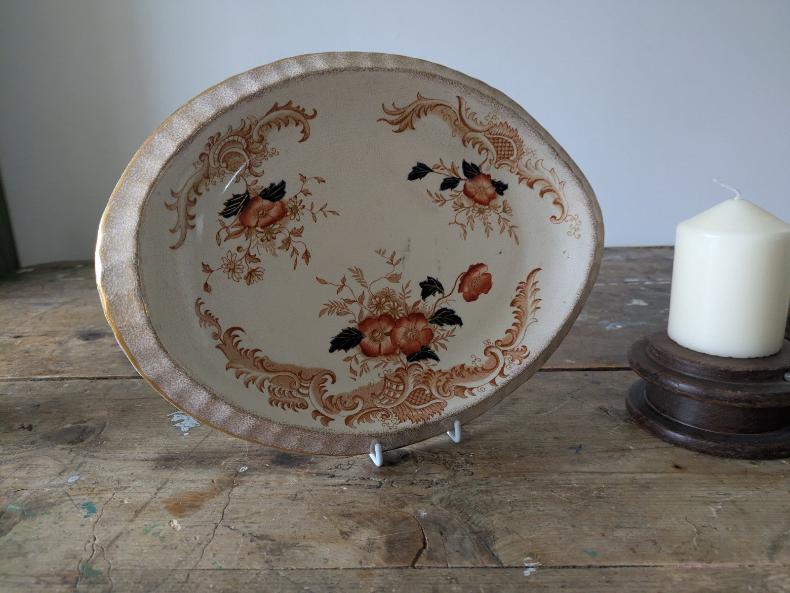 19th century 1800s antique plate Platter by G T Mountford, Stoke Seville pattern