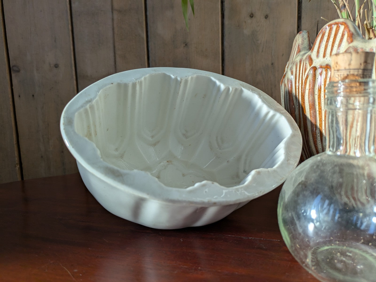 Antique Vintage Copeland White Ironstone Fluted Jelly Mould Pattern Ware Old Vgc