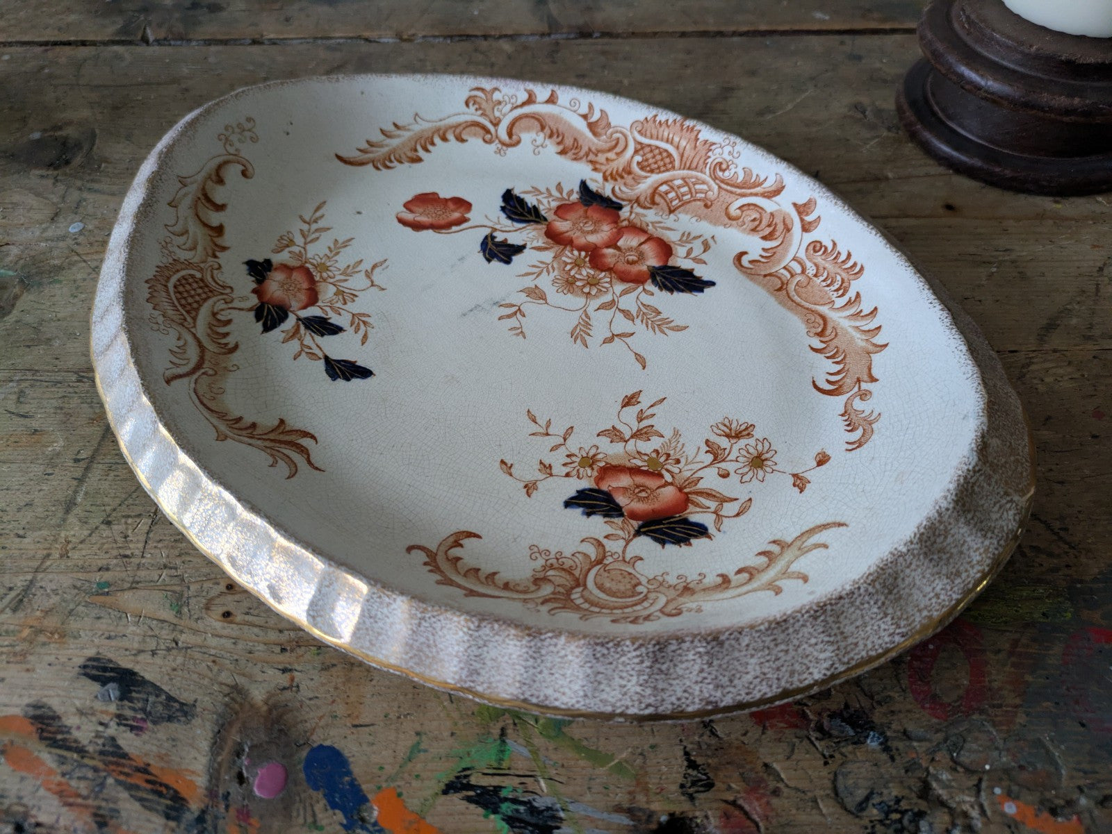 19th century 1800s antique plate Platter by G T Mountford, Stoke Seville pattern