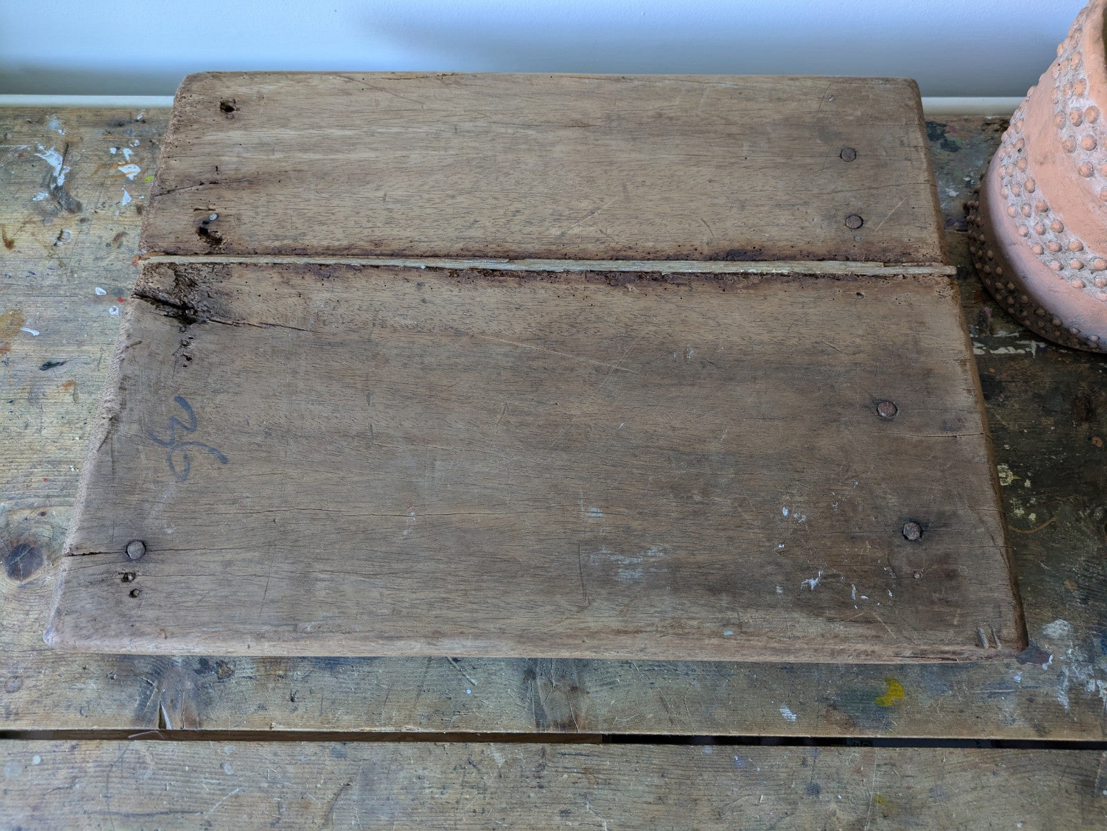 Antique Wooden Bajot Floor Sitting Stool Original Old Hand Crafted Serving Board