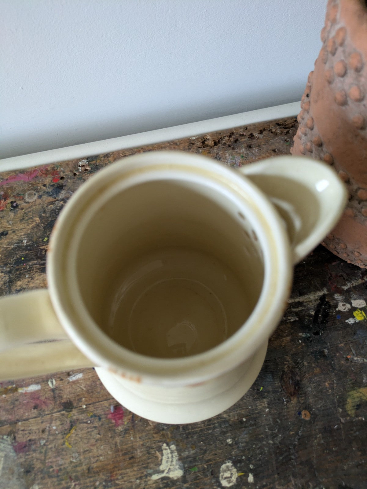 Vintage Grindley Cream Petal Coffee Pot Ceramic Art Deco 1 Litre 1930s Original 
