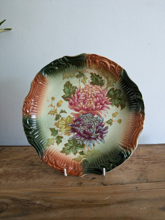Antique James Kent Longton JKL Plate England Victorian Chrysanthemum Pattern Vtg