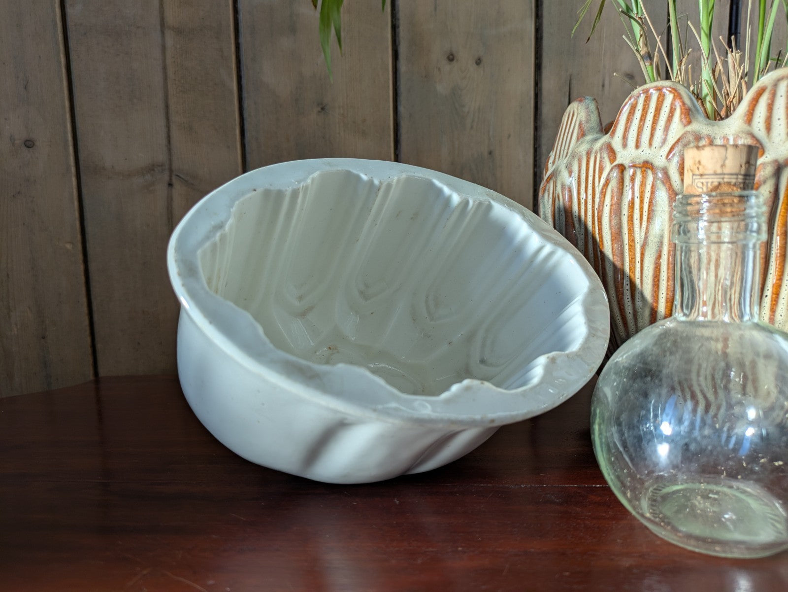 Antique Vintage Copeland White Ironstone Fluted Jelly Mould Pattern Ware Old Vgc