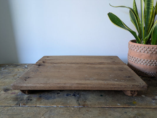Antique Wooden Bajot Floor Sitting Stool Original Old Hand Crafted Serving Board