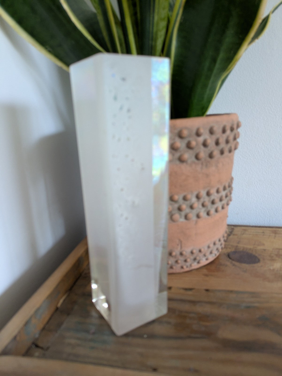 VTG Vase bud W E Porter 89 iridescent contemporary Rectangular White Floral Sign