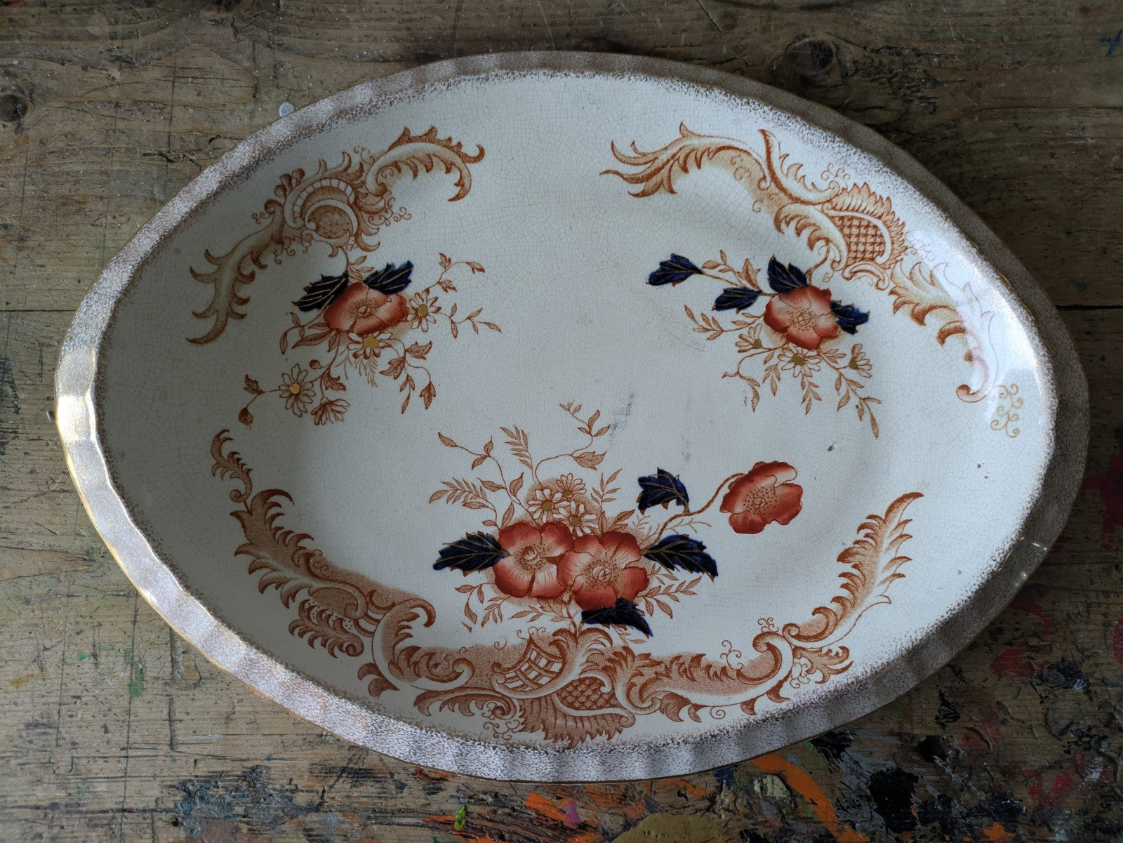 19th century 1800s antique plate Platter by G T Mountford, Stoke Seville pattern