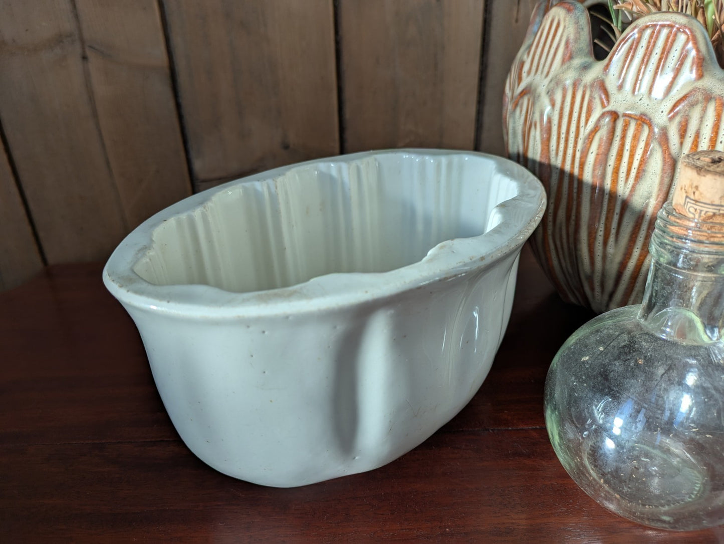 Antique Vintage Copeland White Ironstone Fluted Jelly Mould Pattern Ware Old Vgc