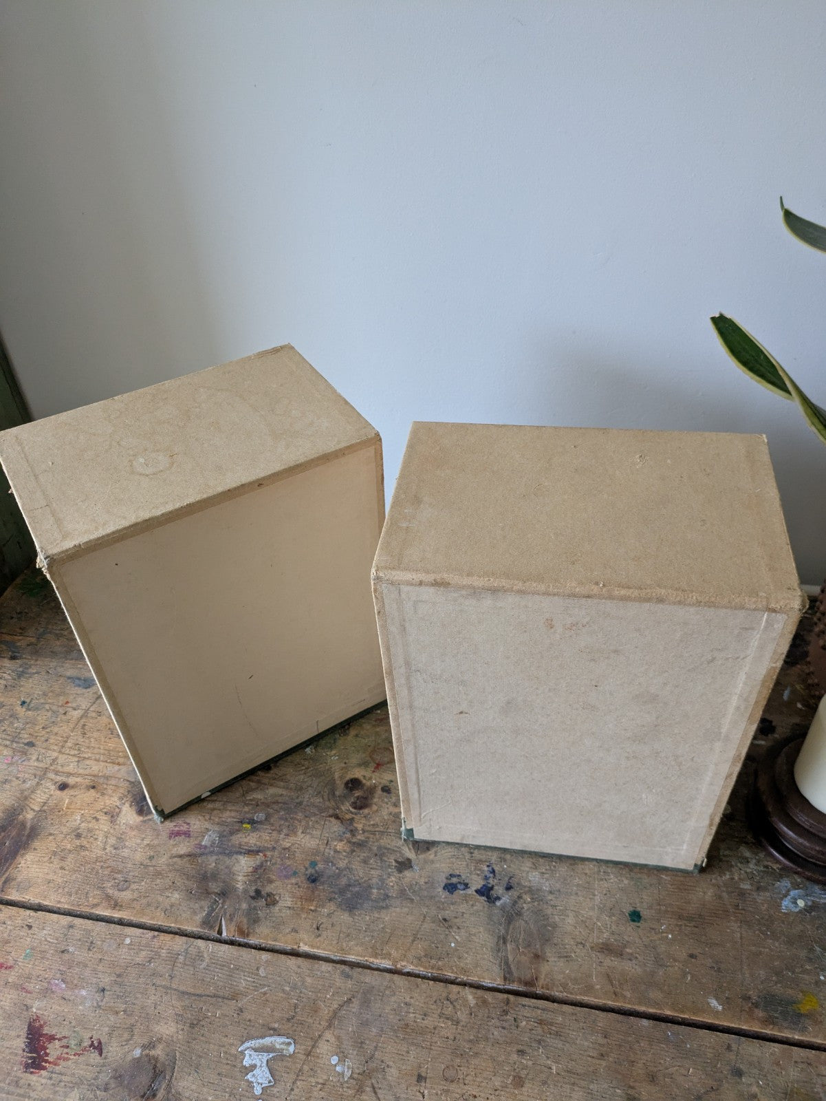 2 Vintage French File Cabinet Drawer Cardboard Storage Box Organizer Notary Mail